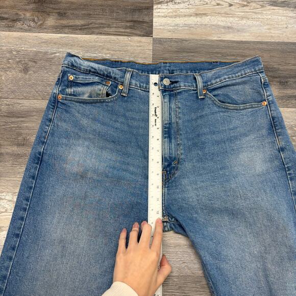 Levis 505 Mid Wash Faded Blue‎ Mens 37x31 Regular Straight Denim Jeans Red Tab - Picture 11 of 14